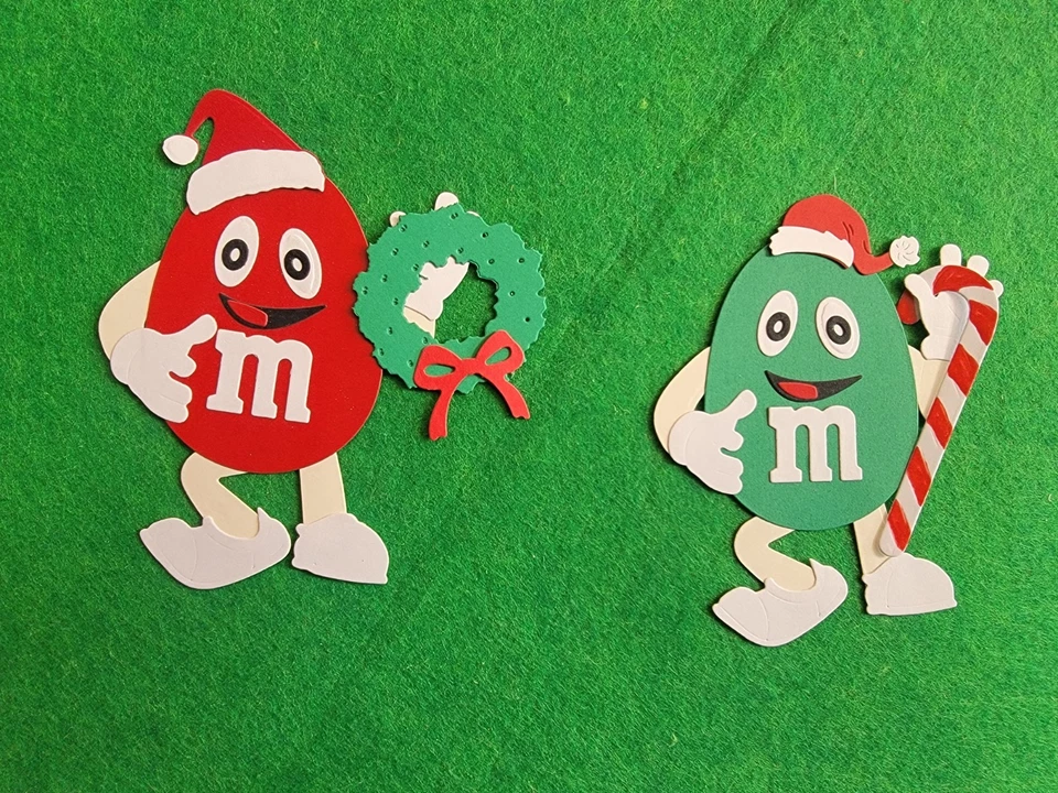 Cartulina troquelada de papel chocolate M&M grande de Navidad de 1 pieza para álbum de recortes Foto 1 de 1