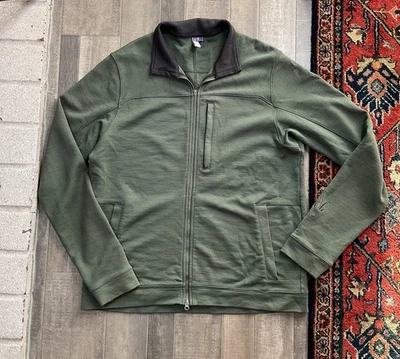 Ibex Merino Wool USA Made Full Zip Green Sweater Jacket New Zealand Large  - Image 1 of 4