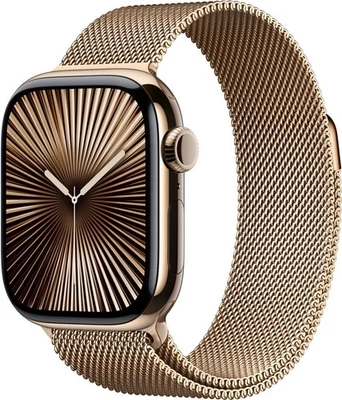 APPLE Watch S10 GPS+Cell 42 mm Titan Milanaisearmband gold MX083QF/A B-Ware - Bild 1 von 3