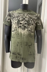 Xtreme Couture Shirt Herren Medium Grün Totenkopf Pilot Bomber Randy MMA Kampfsport - Bild 1 von 6