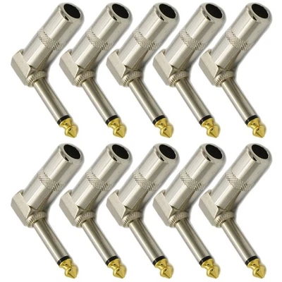 10PCS 1/4 TS Right Angle Mono Phone Plug ensures undistorted audio transmission - Image 1 of 4