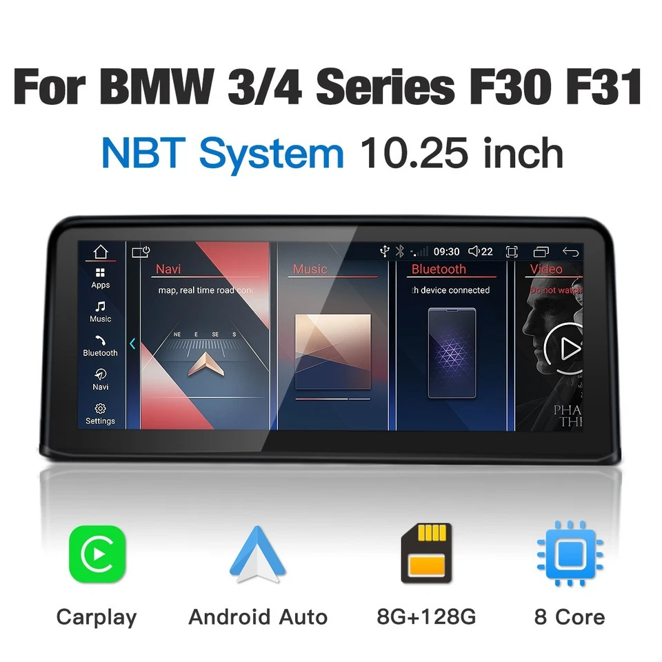 10.25" 8+128GB Android 13 Carplay GPS Stereo For BMW F30 NBT Head Unit 2013-2017 - Image 1 of 4