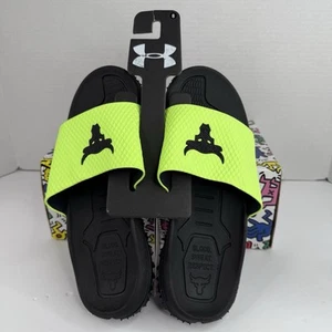 Under Armour Project Rock Fat Tire Slides para hombre talla 8 negro Volt 3025237 302 - Imagen 1 de 9