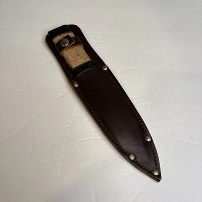 Vintage Truflite Sheffield England Fixed Blade Throwing Knife in Leather Sheath - Image 1 of 4