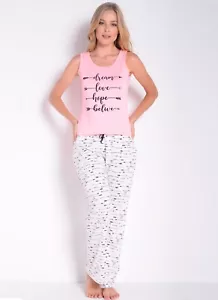 Women's sleepwear pink top and Pants Pajama Set - Picture 1 of 5