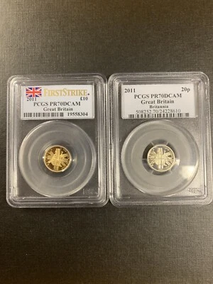 2011 PCGS PR70 Great Britain (2 coins set)    1/10 Gold And 1/10 Silver - Image 1 of 2