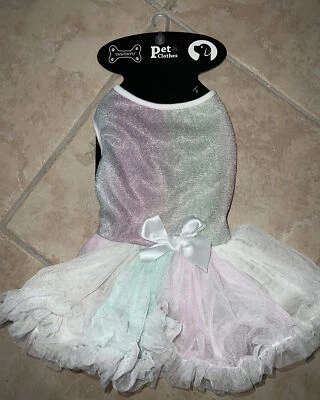 Pawpatu Dog Cat Pink Bow tutu Ruffle Dress Sequin Ballerina S - Image 1 of 2