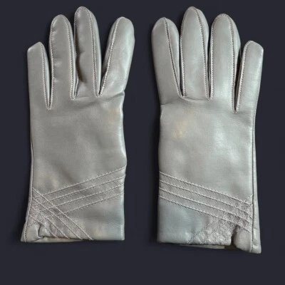 Серый PU кожаные перчатки w уютный подкладка размер L Cottagecore костюм 1980-х - Изображение 1 из 4