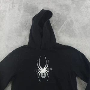 Spyder Hoodie Youth L Black Spider Logo Pullover Hooded Sweatshirt Activewear - Picture 1 of 16