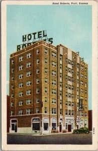 Postal vintage de 1930 PRATT, Kansas HOTEL ROBERTS Street View/Lino Curteich - Imagen 1 de 2