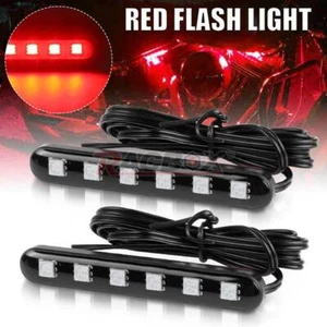 Pair Red Motorcycle ATV Trailer LED Strobe Flashing Stop Brake Tail Lights Strip - Picture 1 of 10