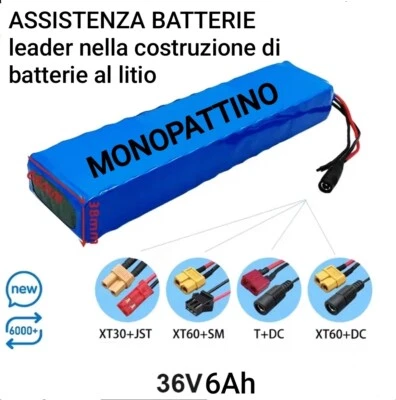 BATTERIA 36 VOLT 6Ah 36V 6000mah E-BIKE Li-ion LITIO BMS  MONOPATTINO ELETTRICO - Immagine 1 di 3