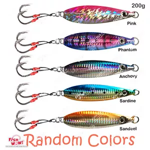 Cuchillo plano de pesca 200 g de caída de peces plantillas asistencia gancho mezcla de colores lote - Imagen 1 de 10