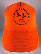 VINTAGE Back Woods Quail Club SC Hat Cap Orange Rope Mesh Truckers SnapBack NOS