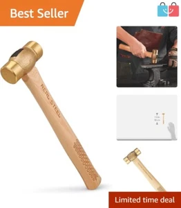 Professional 20 Oz Brass Hammer with Non-Sparking Head & Hickory Wood Grip - Picture 1 of 10