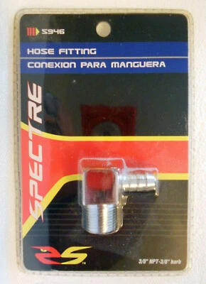 NOS Spectre 5946 90 Degree Chrome Hose Fitting - 3/8" NPT X 3/8" Barb (2004) - Image 1 of 3