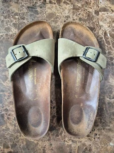 Birkenstock Damen hellbraun Leder Pantoletten Sandalen Einzelriemen Schnalle Größe 39 US 8 - Bild 1 von 8