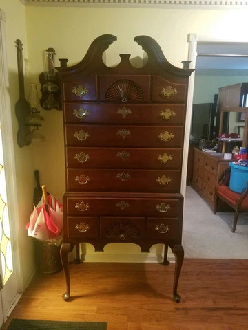 KINDEL #166-5 Oxford Mahogany New England Highboy QUEEN ANNE STYLE Cover
