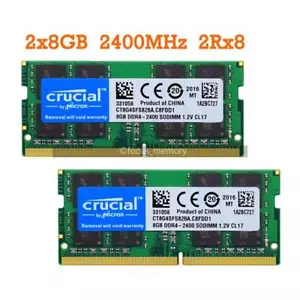 Crucial 16 GB (2x 8 GB) DDR4 2400 MHz PC4-19200 260-Pin SO-DIMM Laptop Memory - Picture 1 of 6