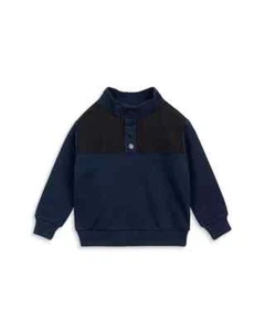 Miles The Label Half Snap Color Block Sweatshirt Boys 8Y Navy Mock Neck L/S - Picture 1 of 13