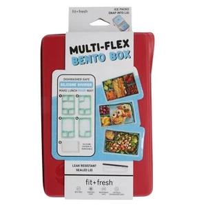 Fit + Fresh Multi-Flex Leak Resistant Bento Lunch Box includes 2 Ice Packs - Red - Picture 1 of 4