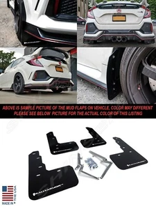Rally Armor UR Black Mud Flaps w/ White Logo for 2017-2021 Civic Type R FK8 - Picture 1 of 10