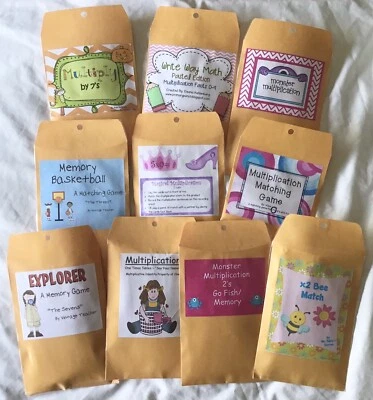 Juego de 10 Carpetas Multiplicadoras Laminadas Hechas a Mano Juegos Profesor Educación en Casa A7 Foto 1 de 4