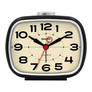 Sharp Alarm Clock Retro Analog Simple Battery Powered Clock black - Picture 1 of 6
