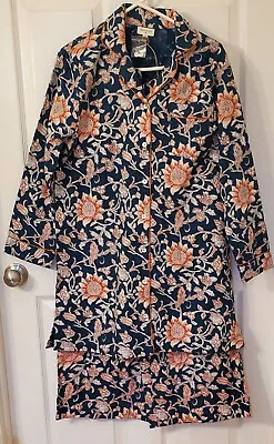 Conjunto de pijama de franela World Market talla S/M azul naranja floral ¡NUEVO CON ETIQUETAS FUNCIONA GRANDE!! Foto 1 de 4