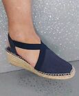 Toni Pons Damen Espadrilles Keilabsatz Sandalen Schuhe Größe 7 blau Canvas Schlinge zurück