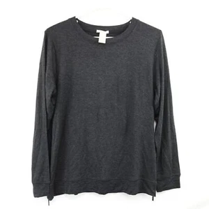 Matty M Long Sleeve Tee with Side Zippers, Charcoal, SMALL - Picture 1 of 4