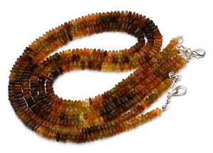 Natural Gem Multi Tourmaline 4 to 5mm Rough Unpolished Square Beads Necklace 17" - Picture 1 of 5