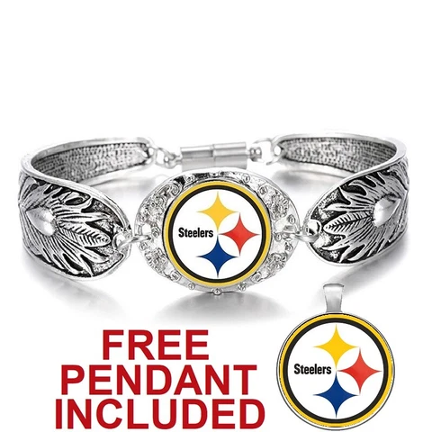 Pittsburgh Steelers Women's Sterling Silver Bracelet Football Gift Jewelry D3 Cover
