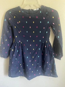 GAP KIDS Cotton Fit 'n Flare Dress Navy Blue Metallic Confetti Polka Dot Medium - Picture 1 of 9