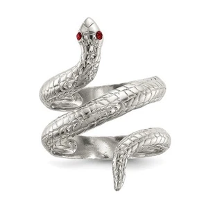 Sterling Silver Red Eye Crystal Snake Ring Size 7 - Picture 1 of 6
