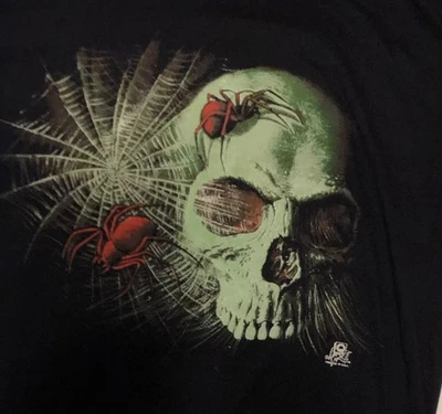vintage 80's screen stars t shirt punk metal horror skull biker 3d emblem - Image 1 of 4
