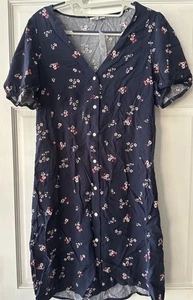 GAP Blue Floral Button Up Summer Dress Size Medium Tall New NWT - Picture 1 of 6