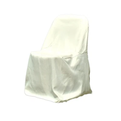 150 pc Ivory Polyester Folding Chair Covers Wedding Reception ky - Image 1 of 4