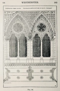 c1925 English Architecture Plan of WESTMINSTER ABBEY TRIFORIUM NORTH EAST BAY - Picture 1 of 2