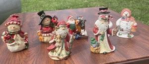 SANTA CLAUS SNOWMAN FIGURES LOT - Picture 1 of 7