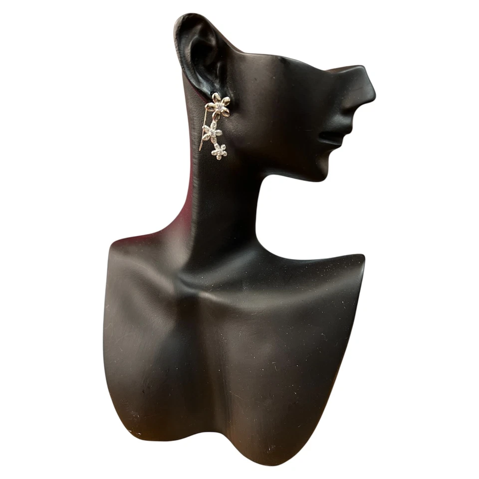 orecchini pendente argento 925 anallergico zirconi  fiore fiori - Immagine 1 di 3