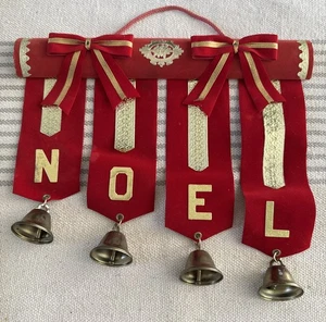 Campanas de cinta de terciopelo rojo de colección NOEL decoración de Navidad pared puerta colgante Japón - Imagen 1 de 9