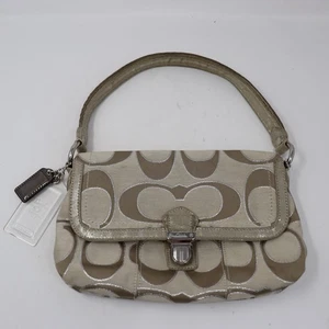 echt Coach Signature Metallic Poppy Schultertasche 18136 khaki/silber NEU - Bild 1 von 8