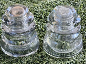 2 aislantes de vidrio transparente vintage Hemingray 45 Armstrongs DP-1 HECHOS EN EE. UU.  - Imagen 1 de 4
