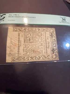1786 1 Schiling Rhode Island currency VF 30 - Image 1 of 4