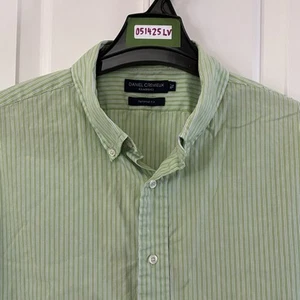 Daniel Cremieux Shirt Adult XL Green Stripe Tailor Fit Button Up Casual S/S Men - Picture 1 of 8