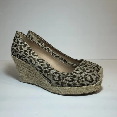 J. Crew Seville Espadrille Wedge Heels Womens Size 8 Tan Leopard Print - Image 1 of 4