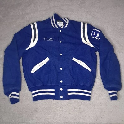 Chaqueta de bombardero de lana Letterman vintage de Miami East Vikings talla 38 M/L Manning 97 Foto 1 de 4