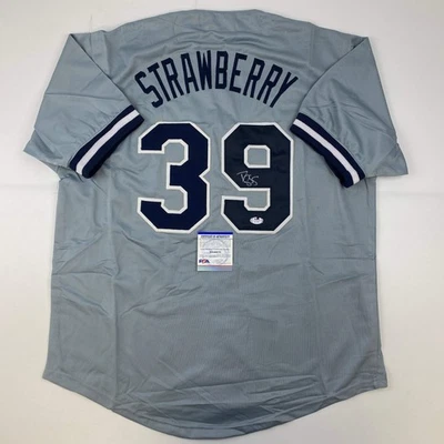 Autographed/Signed Darryl Strawberry New York Grey Baseball Jersey PSA/DNA COA - Image 1 of 4
