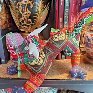 Vietnamese Folk Art Playful Stuffed Dragon Handmade Plush Animal Street Mkt Toy - Picture 1 of 24